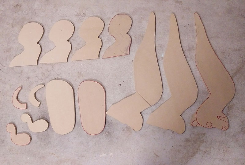 All parts laid out before gluing.
