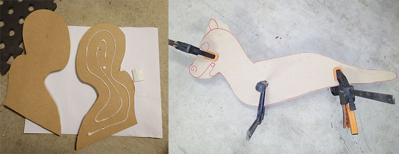 Gluing the parts together.