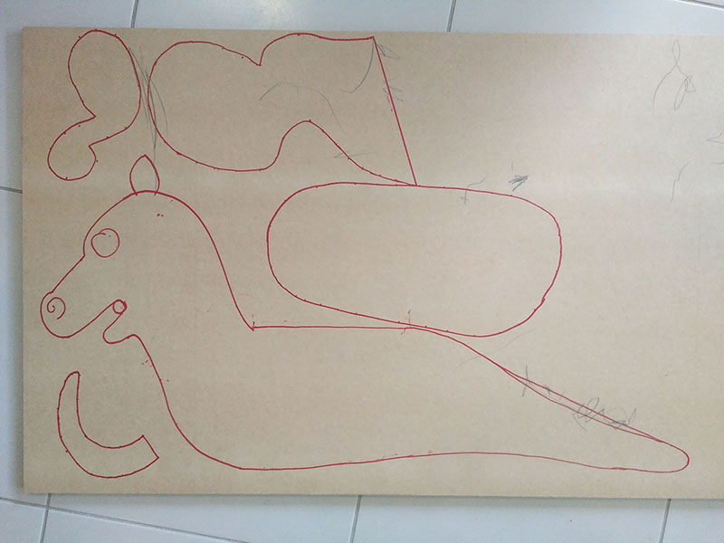 Parts traced onto MDF board.